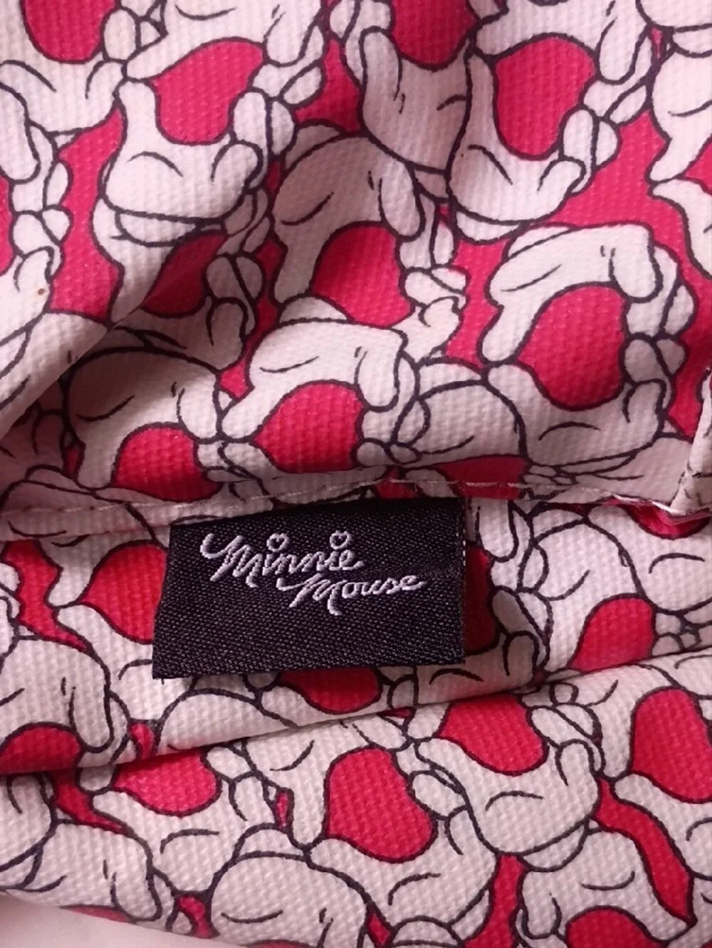 Zara Kids Minnie Mouse Pink White Heart Pattern Backpack Front Zip Pocket